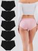 5Pcs/Set Women's Cotton Briefs Letter Belt Panties Seamless High Waist Breathable Underwear Female Stretch Comfortable Lingerie