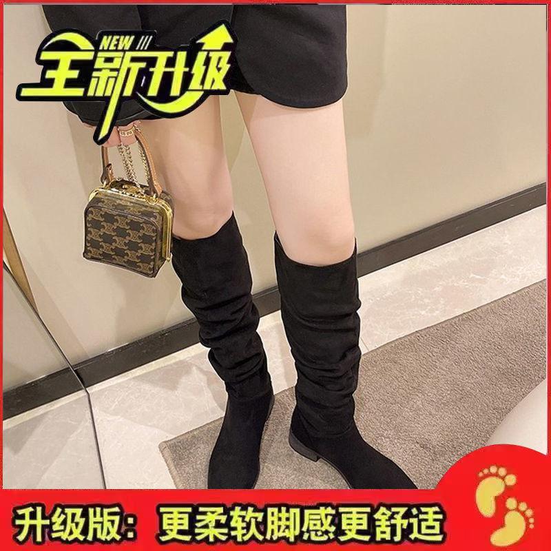 Internet celebrity pleated knight boots women s season boots women s thin tall stacking boots but knee boots 40