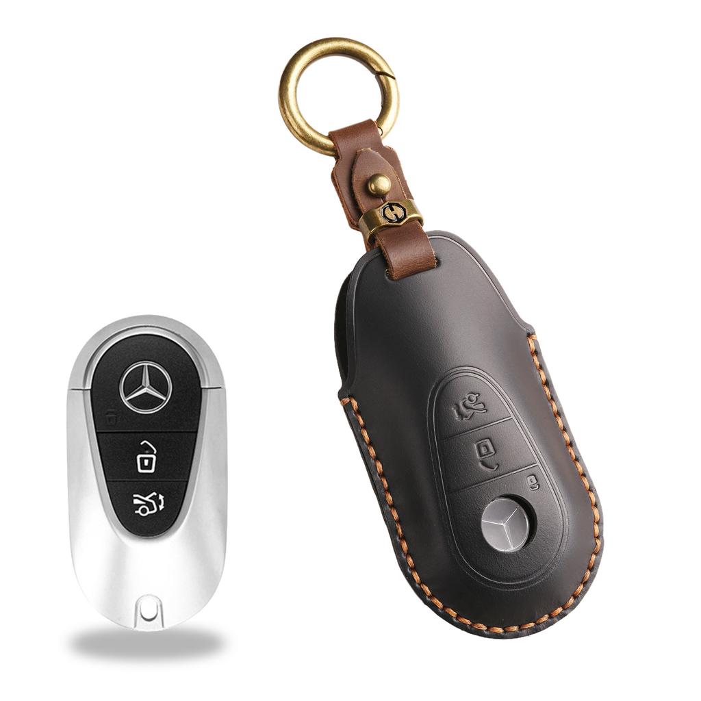 Retro Key Cover Is Suitable for 21 Mercedes-Benz Car Leather Protective Case Buckle Bag.