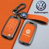 For VOLKSWAGEN VW Leather Car Flip Key Case Cover Shell For Volkswagen VW Polo Golf Passat Tiguan Beetle Caddy Eos Auto Keychain