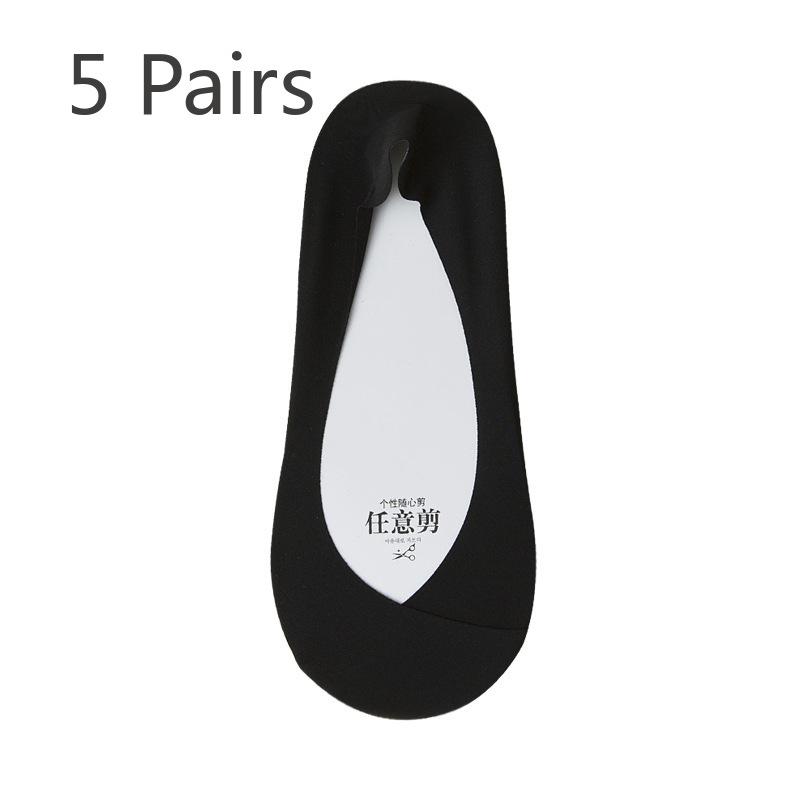 5 Paar Eis Seide Bootssocken Damen Sommer Dünne Rutschfeste Fersen Socken Socken Flacher Ausschnitt Unsichtbare Socken