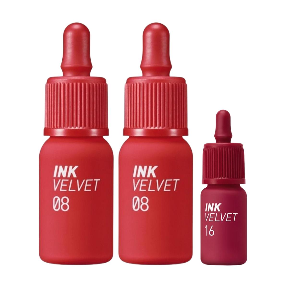 Peripera Ink The Velvet AD #008 Sellout Red, 4g (2EA) - High-Pigment Matte Velvet Lip Tint Set