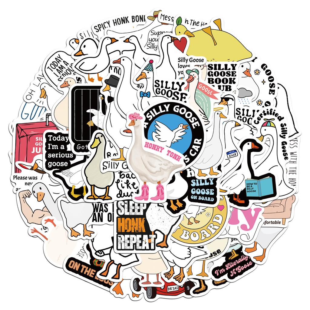 50PCS Funny Silly Goose Stickers Exquisite Handbooks Phone Cases Laptop Suitcases Water Cups Waterproof Stickers