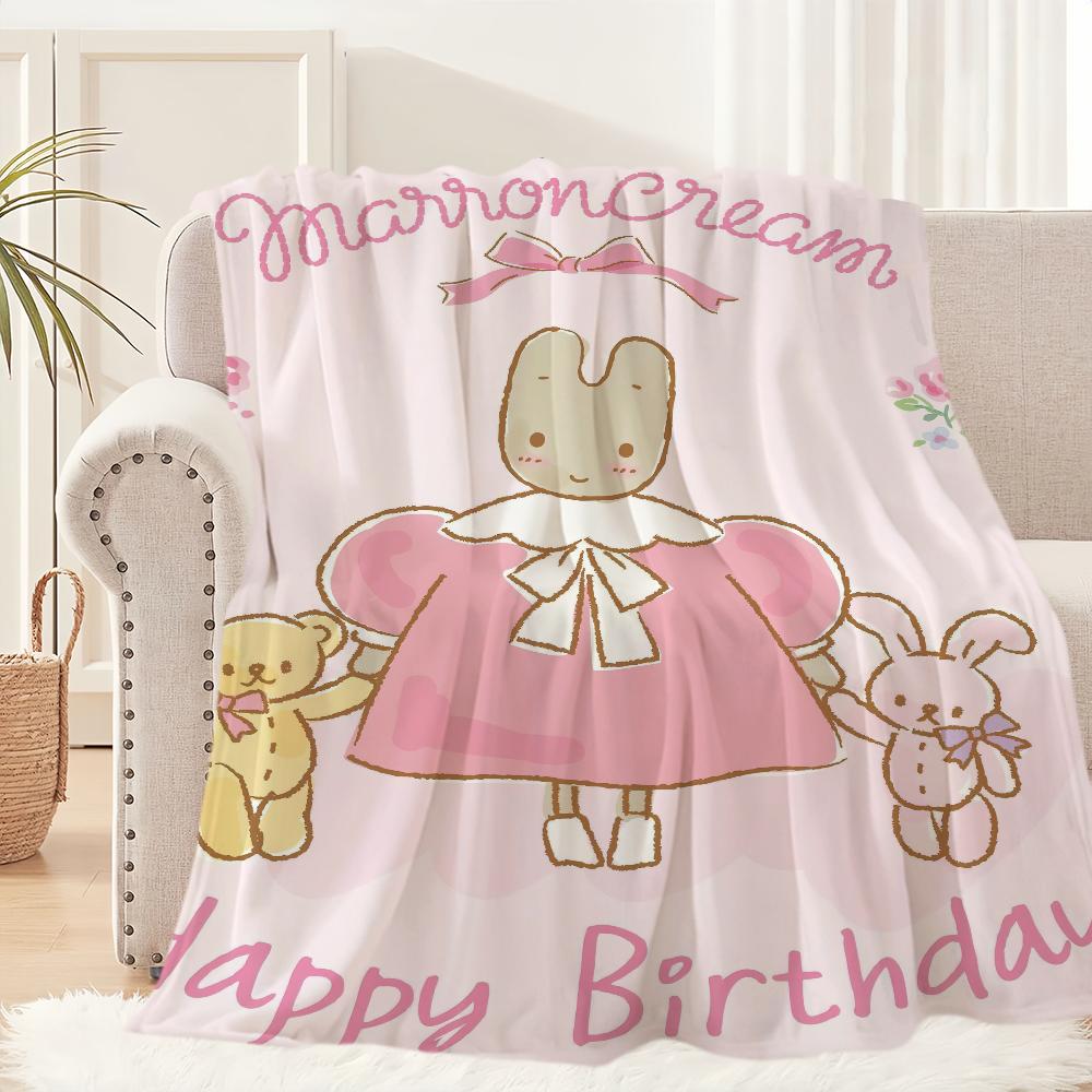 Cartoon M-Marron C-Cream Cute Blanket Plush Nap Sofa Rug for S-Sanrio Living Room Office Bedroom Birthday Home Travel Kid Gifts