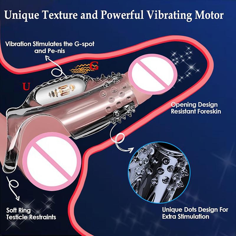 Penishüllen-Verlängerungen, Kondom, Penisvergrößerung, Verzögerungsvibratoren, Klitoris-Massagegerät, Penisring, vibrierende Penishülle, Sexspielzeug für Männer