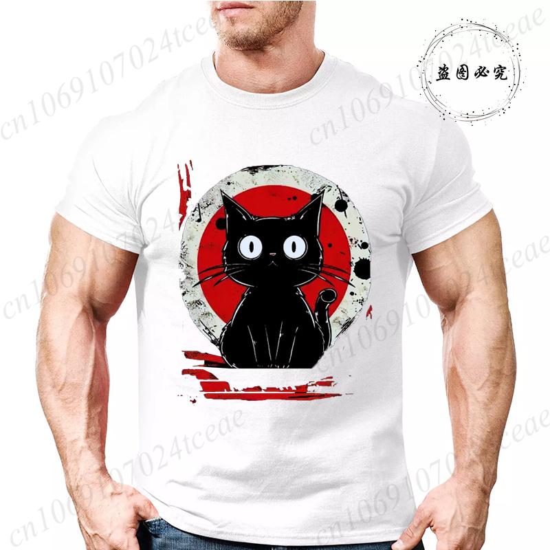 Kawaii Cat Japanese Black Anime Cat Men's T Shirt Tee T-Shirt Kawaii Clothes Shirts for Women Tops Graphic T Shirts Camisetas