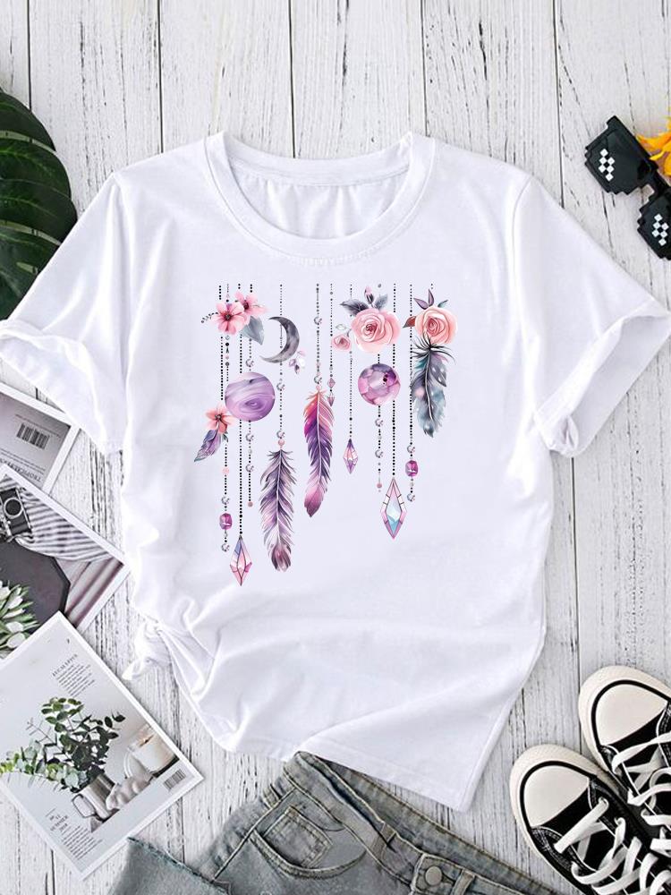 (Asian Size) Graphic Tee T-shirts Female love heart style Casual Short Sleeve O-neck Fashion Print Women's Top T Clothing