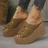 Fashion Eilyken Peep Parker Slippers High Heel Wedge Slippers Women's Summer Street Style Hemp Slippers