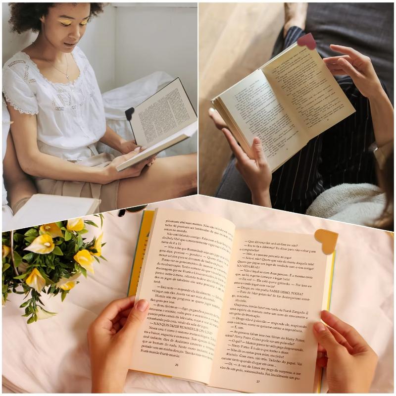 6pcs Leather Heart-Shaped Bookmarks Cute Corner Book Accessory for Reading Enthusiasts Women's Desk Organizer Gift