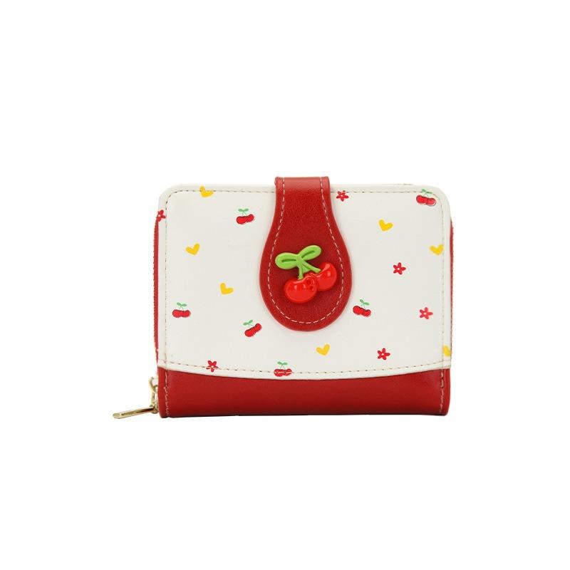 

1pcs Fruit Pattern Women s Wallet Cute Compact Card Holder with Zipper Coin Pocket Ideal for Daily Use and Gift Giving червоний