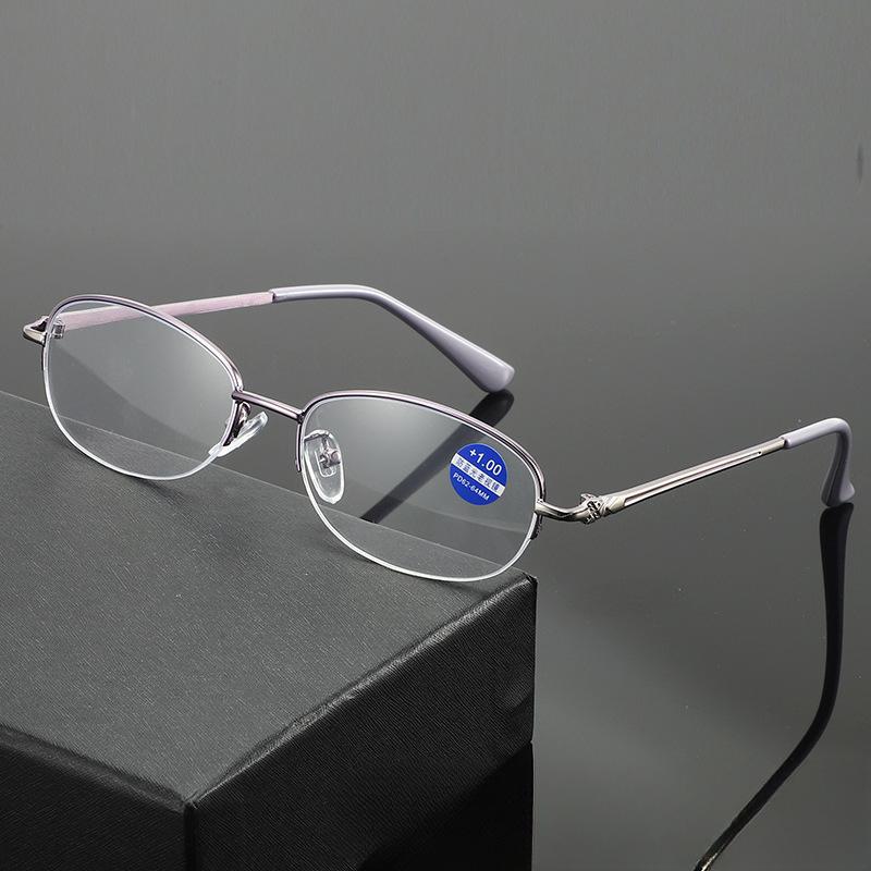 

Металлическая подвеска, пружинная полуоправа, модные простые женские очки для чтения HD с защитой от Blu-ray, очки для чтения Tik Tok +400