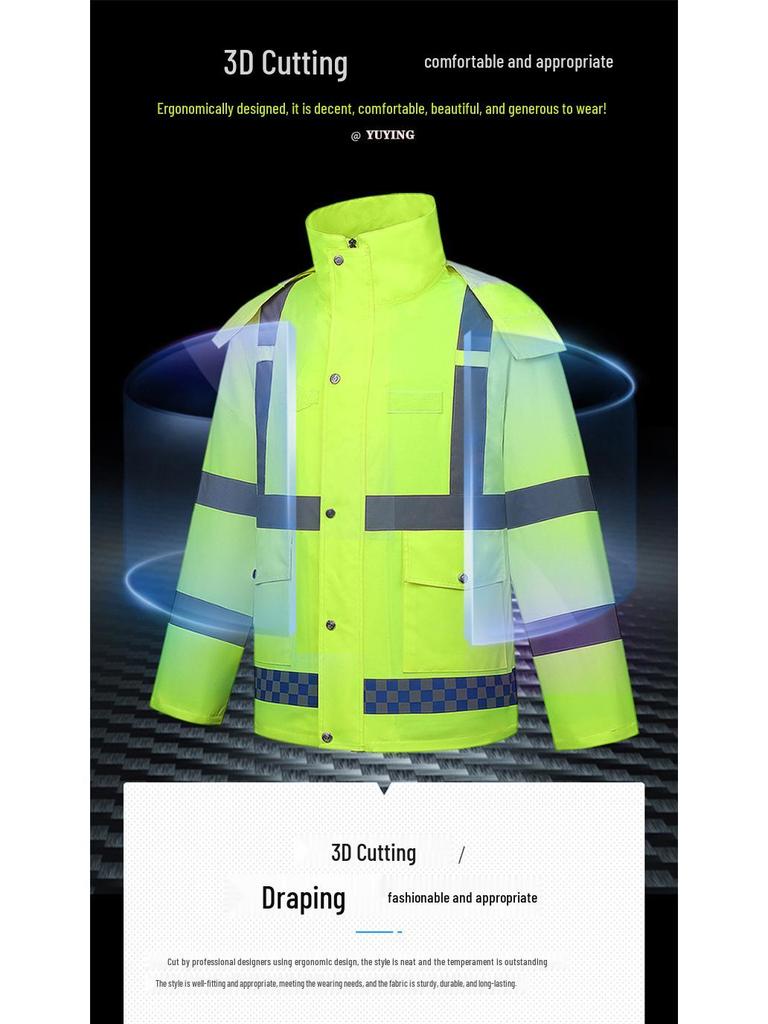 Reflective Raincoat and Pants Set for Traffic Safety and Rain Protection