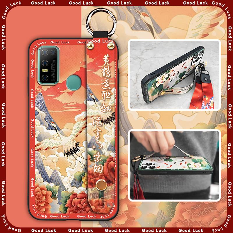 Lanyard Chinese style Phone Case For Doogee N30 Anti-dust Elderly lady Wrist Strap Phone Holder Protective Wristband