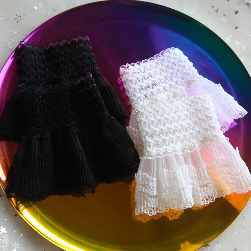1Pair Universal Gloves Arm Cover Sweater Decorative Fake Sleeve Lace Cuffs Ruffles Elbow Sleeve Detachable Sleeve Cuffs