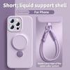 Liquid Silicone Magnetic Phone Case For Magsafe IPhone 13 14 15 16 Pro Max With Hanging Wrist Rope Strap Bracket Protective