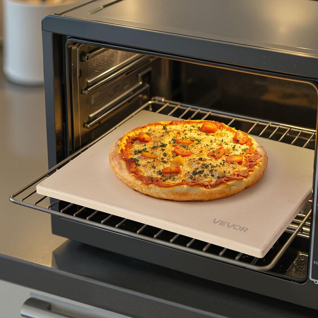 Kámen na pizzu, 38 x 30 cm Obdélníkový kordieritový kámen na pizzu, Extra velký pečicí kámen se škrabkou, 15 mm silný žáruvzdorný kordierit, do kuchyně