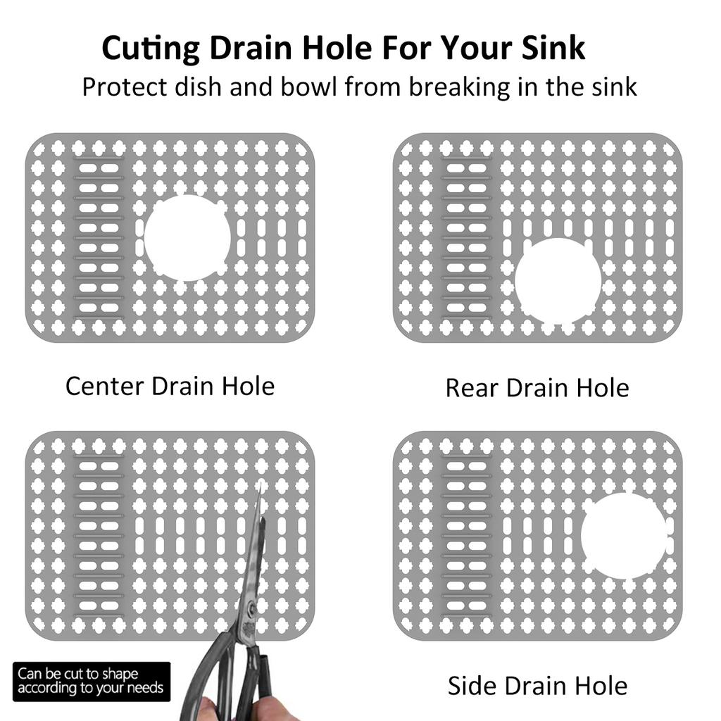 Silicone Sink Protector Heat-Resistant Anti-Slip Sink Liner Mat Portable Reusable Protector Mat for Kitchen Rectangle Sink