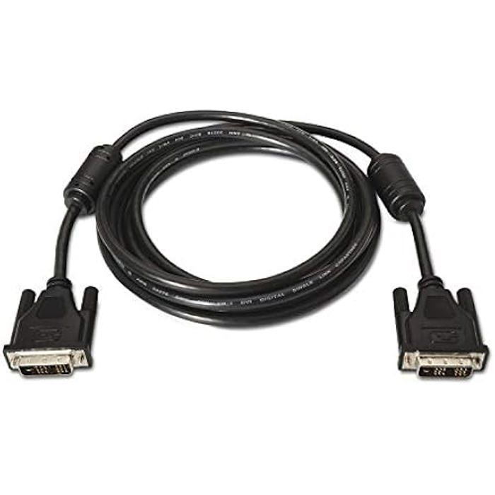 AISENS A117 – 0086 – Câble DVI 18 + 1 avec ferrite (1,8 m, Support de résolutions 1920 x 1200) Couleur Noir