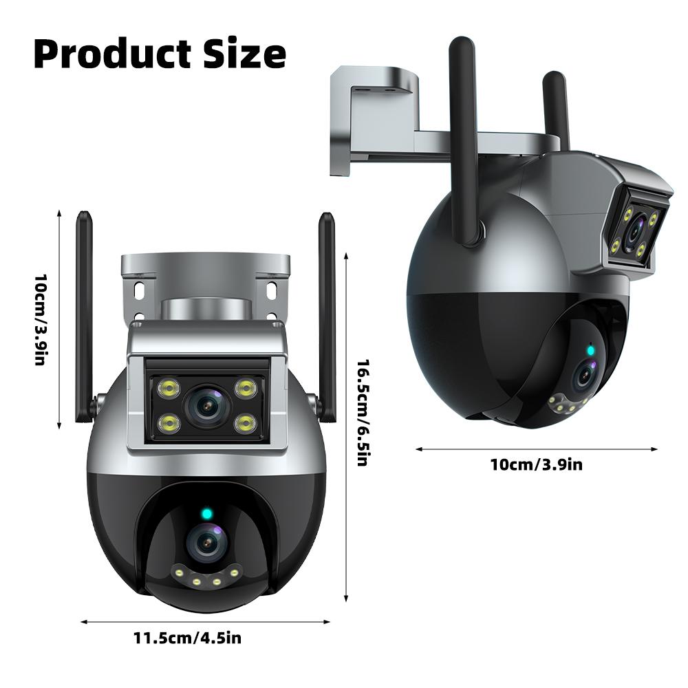 Dual Lens WiFi IP Camera Outdoor Ceiling/Wall mounted Waterproof Security IR Cameras Night Vision Dual Screen Human Detection