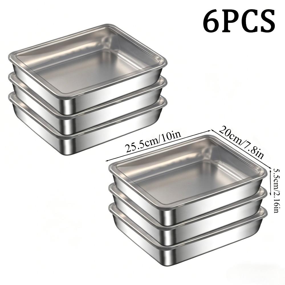 

6Pcs Stainless Steel Food Containers with Black Lids, Kitchens Accessories, Holds Knives, Kitchen Food Prep & Freezer Storage