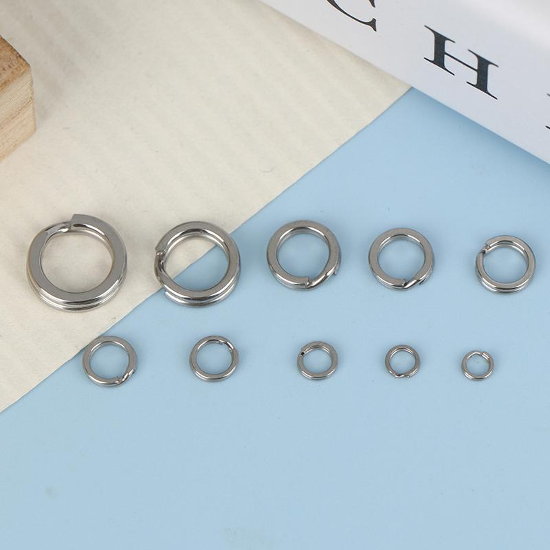 Fishing Split Rings 100Pcs Stainless Steel Lure Rings Saltwater Terminal Tackles Split Rings Fishing Connectors Snap Rings