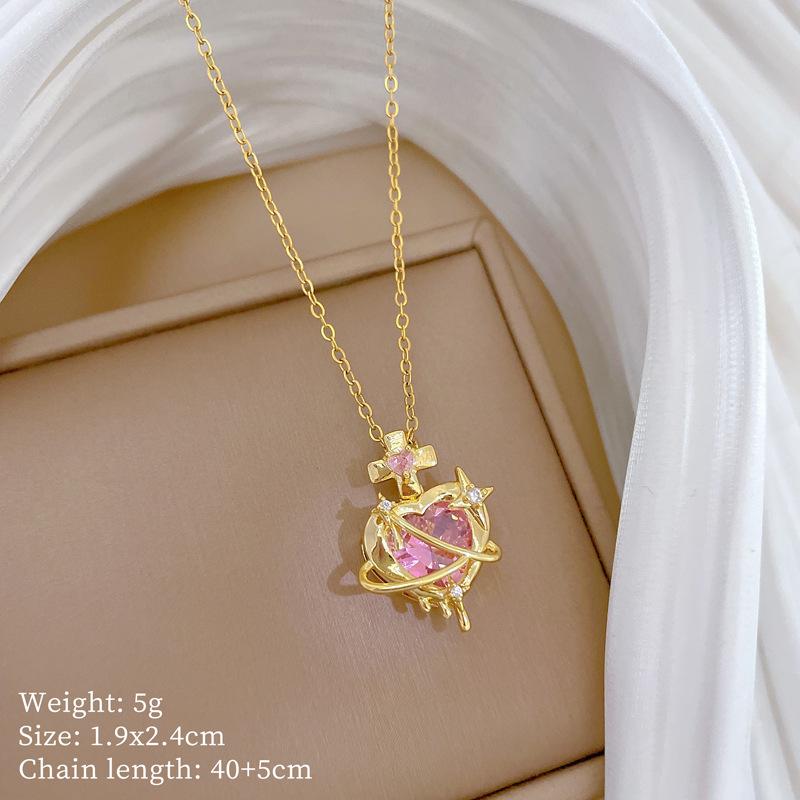 Крест Любовь Полностью Алмазный Легкая Роскошь Темперамент Великолепное Полностью Алмазное Ожерелье Женская Универсальная Цепочка на Ключицы Титановая Сталь Цепочка