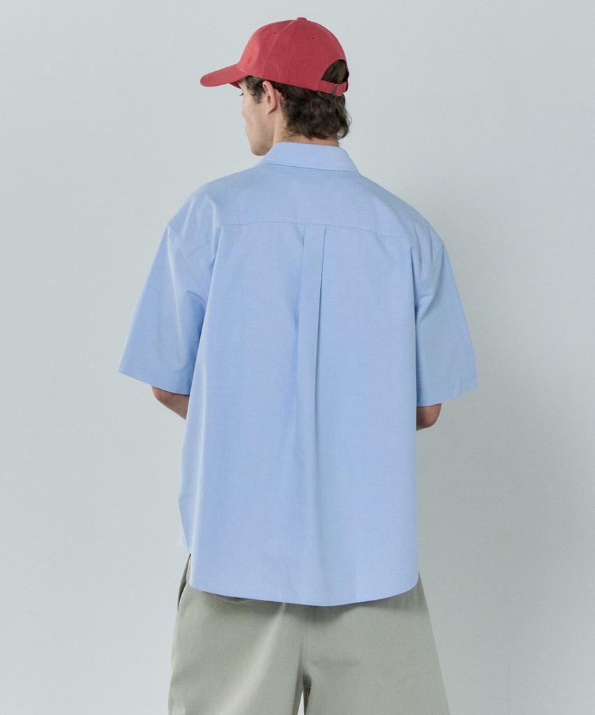 BASIC HOUSE Oxford Semi-Overfit Short Sleeve Shirt Sky Blue Lzws3101
