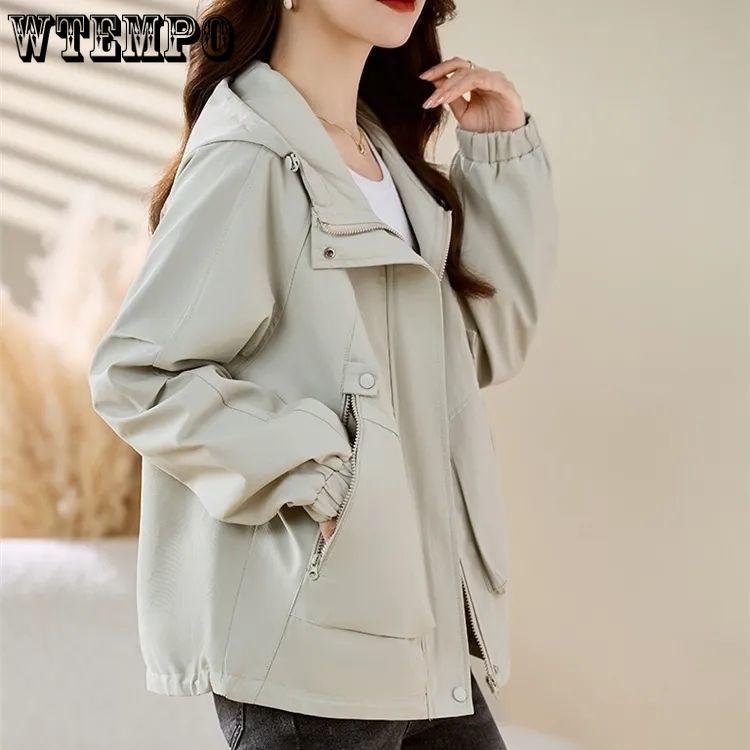 Women's Short Jacket Hooded Windbreaker New Casual Loose Jacket Top Temperament Coat