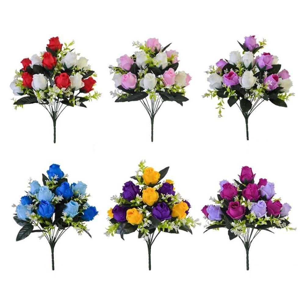 New 12 Heads Artificial Rose Bouquet Two Colors DIY Plastic Rose Flowers Home Decor simulation Roses