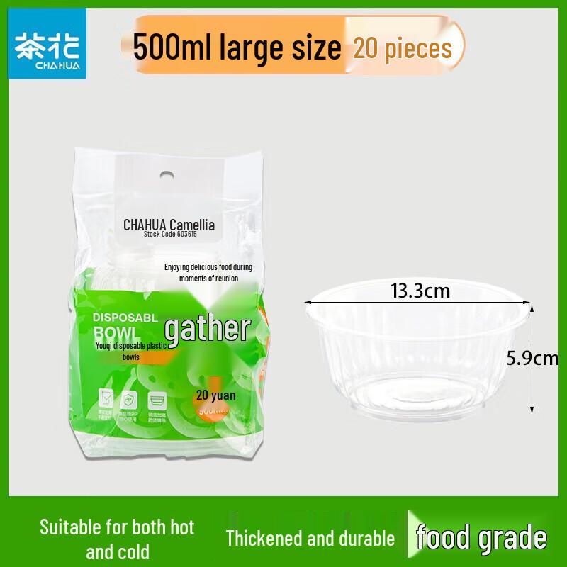 

Chahua Youqi Disposable Thickened Round Plastic Bowls (20-Pack)