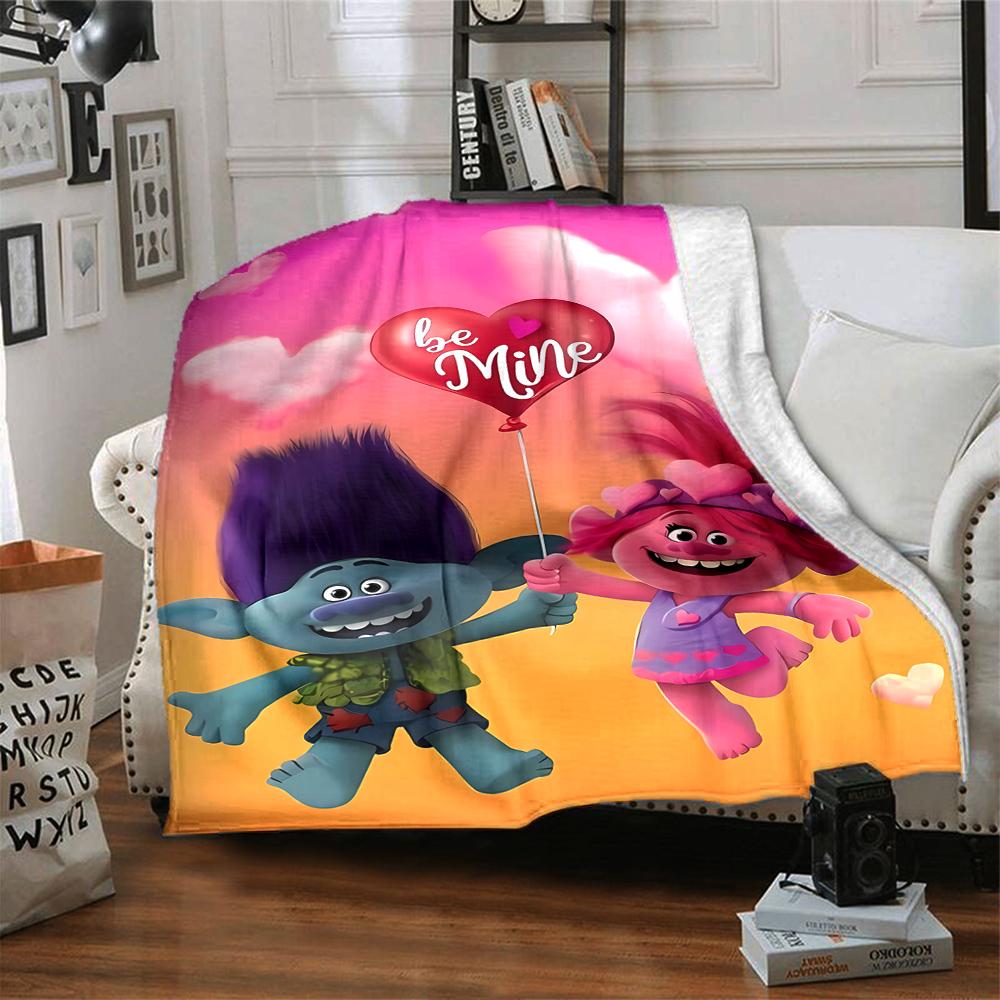 Trolls Theme Printed Blanket - Perfect for Couch, Bed, Travel & Outdoor Use | Machine Washable, Cozy & Durable.