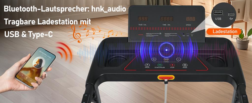Loopband, 3,0 PK, Opvouwbaar, 14 km/u, 8% Helling, 120 kg, Hartslagsensoren, Type-C/USB Laadstation, Bluetooth, Dubbele Besturingsmodus, 12 Programma's