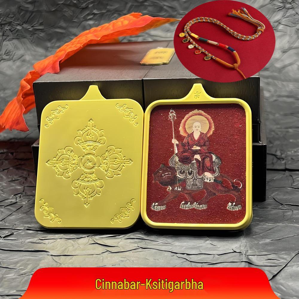 Jiuhuashan Cinnabar Ksitigarbha Thangka Pendant Necklace