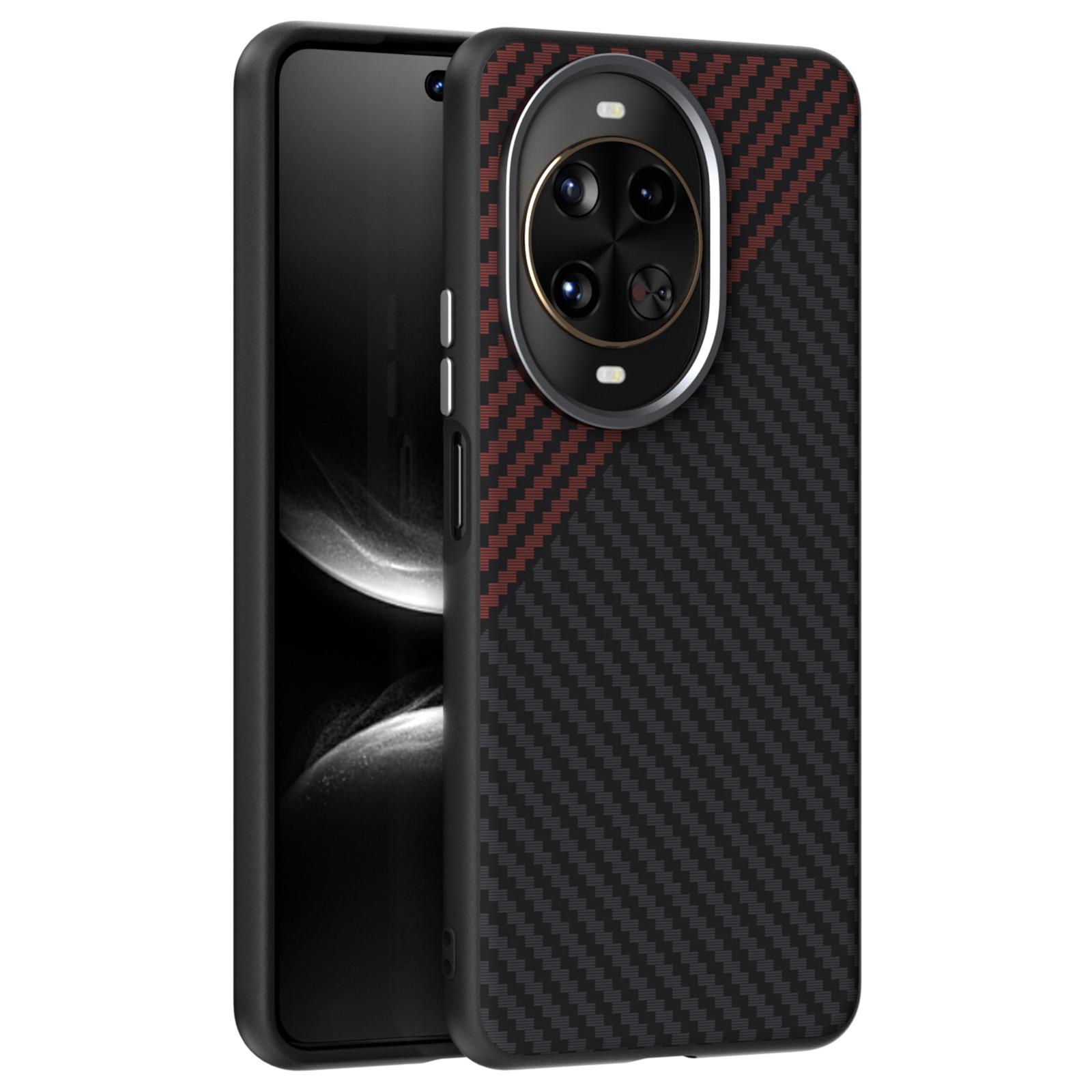 

ABEEL Чехол для Huawei nova 14 Pro 5G, совместимый с MagSafe, задняя крышка с текстурой углеродного волокна Black/Red