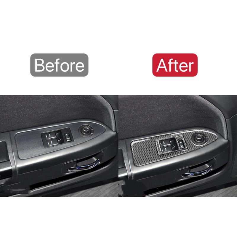 Auto Fensterheber Schalter Panel Trim Decals Aufkleber für Dodge Challenger 2008 2009 2010 2011 2012 2013 2014 Carbon Faser
