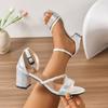 New Sandal Fashion European American Design Women Shoes One Straw Braided Thick Heels High Heels Large Casual Elegant Sandals