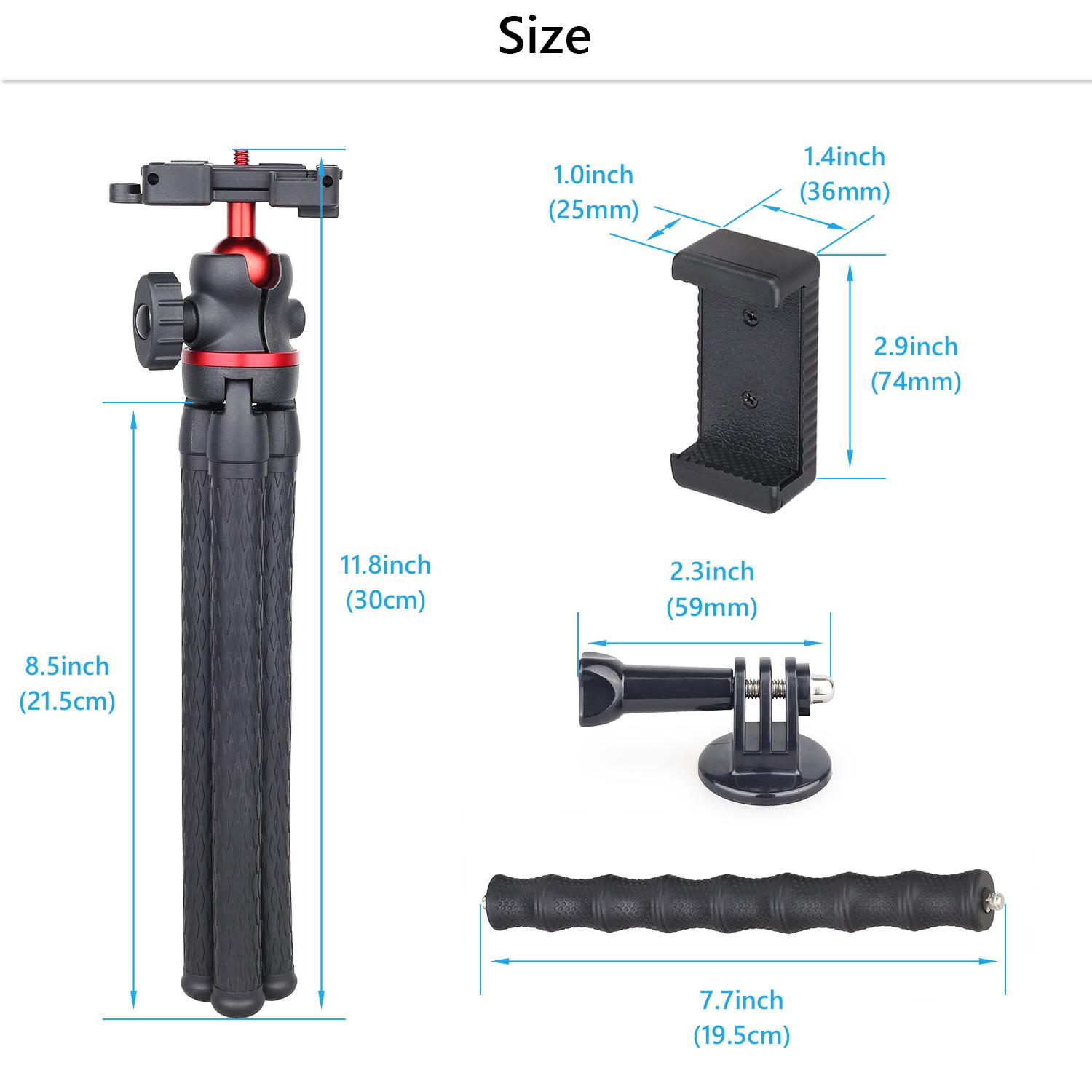 DT45 Tripod for Phone Mobile Camera Octopus Holder Smartphone Selfie Stick Flexible Mini Tripod Cellphone Stand GoPros Ball Head Phone Holder
