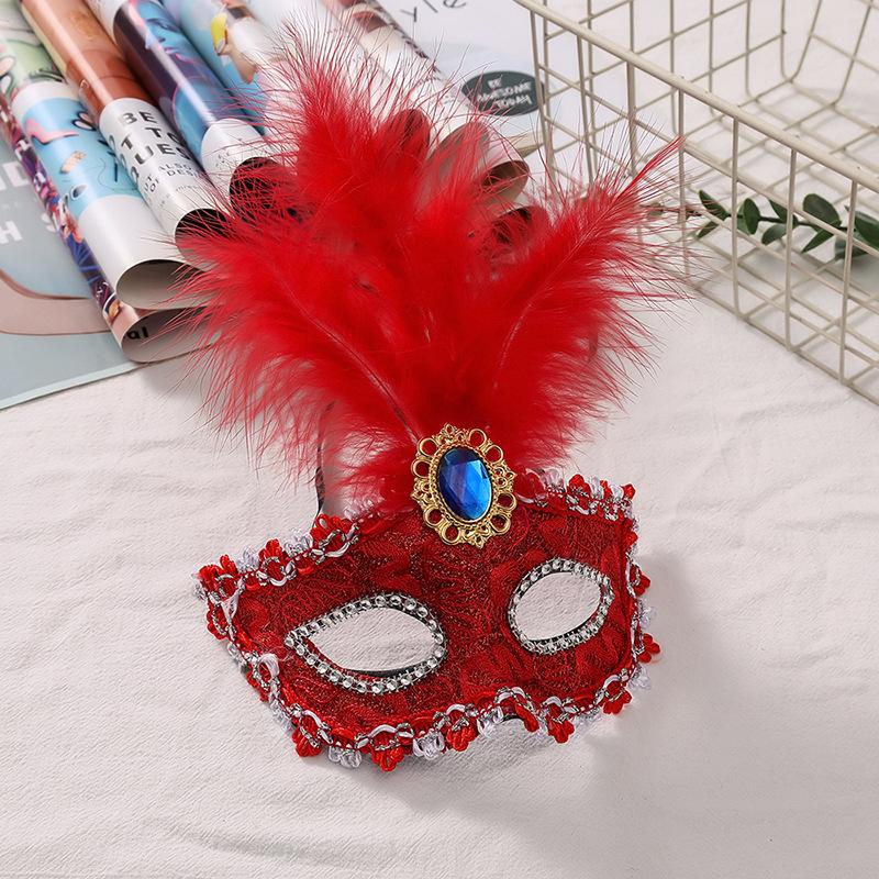Halloween Halbgesichts-Prinzessinnenfeder-Maske Bemalte Spitzenfeder-Maske Party Tanz Halloween Halbgesichtsmaske