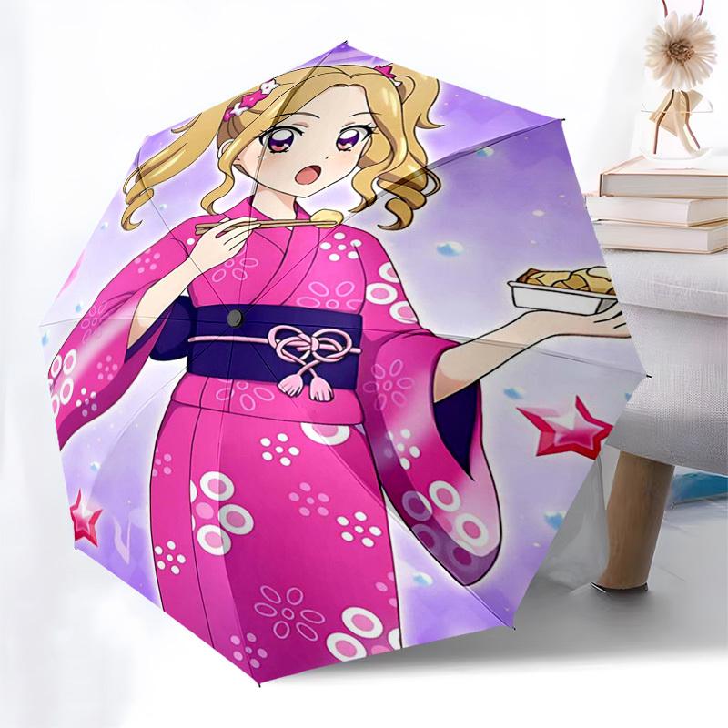 1pc Kawaii Anime Girl Outdoor Umbrella - Automatic Opening/Closing, Portable 3-Fold Design, 8-Rib Iron Frame, Perfect Gift for Fans, Travelers, Daily