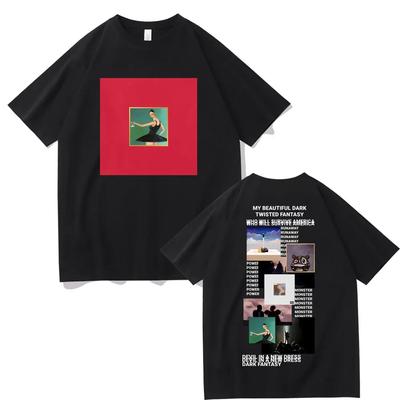 Rapper Kanye West My Beautiful Dark Twisted Fantasy Cover T-Shirt Donda The College Dropout T-Shirts Herren Vintage T-Shirt
