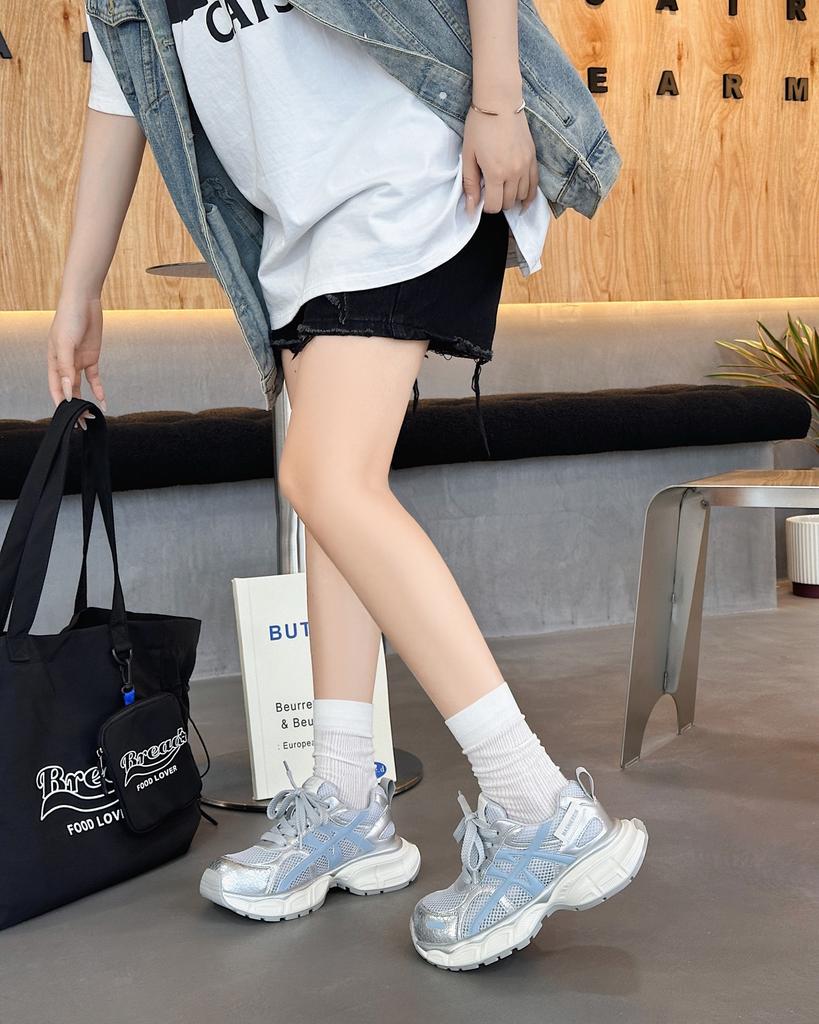 Leather mesh breathable dad shoes women's 2025 summer new versatile lightweight fashion ultra-light bottom casual sports shoes