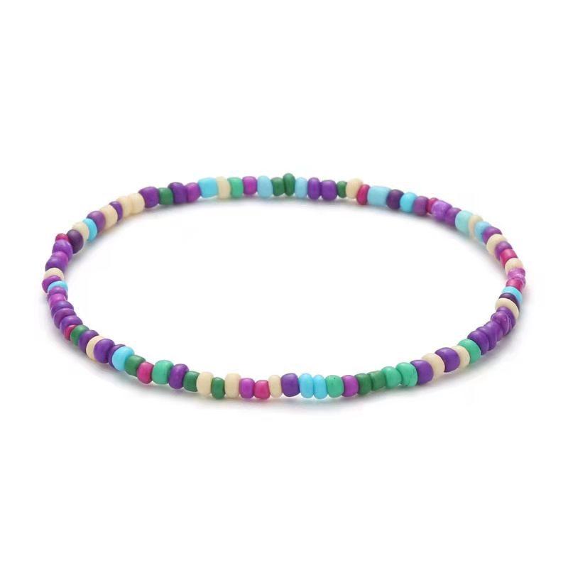 Colorful Beads Anklets Summer Beach Boho Women Elastic Rope Chains Adjustable Ankle Bracelet Beach Jewelry Vacation Accessories