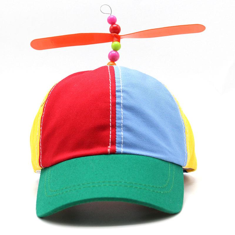 Children'S Bamboo Dragonfly Baseball Cap Children'S Outdoor Propeller Shade Cap Children'S Color Matching Windmill Hat