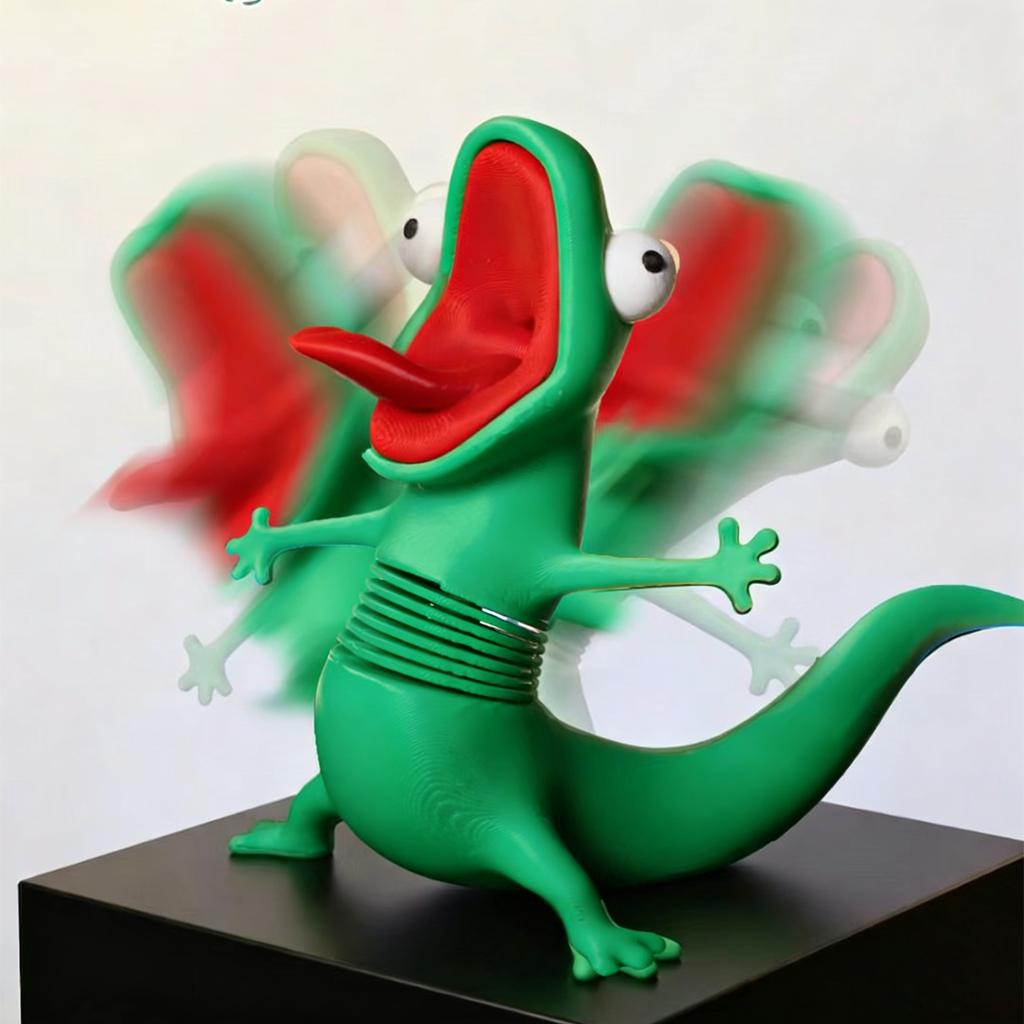 Juguetes Modelo de Lagartos Hopperes Tom con Sudadera Roja Impresos en 3D – Figura Divertida de Lagarto Decoración de Escritorio para Regalo de Cumpleaños de Adulto y Niños