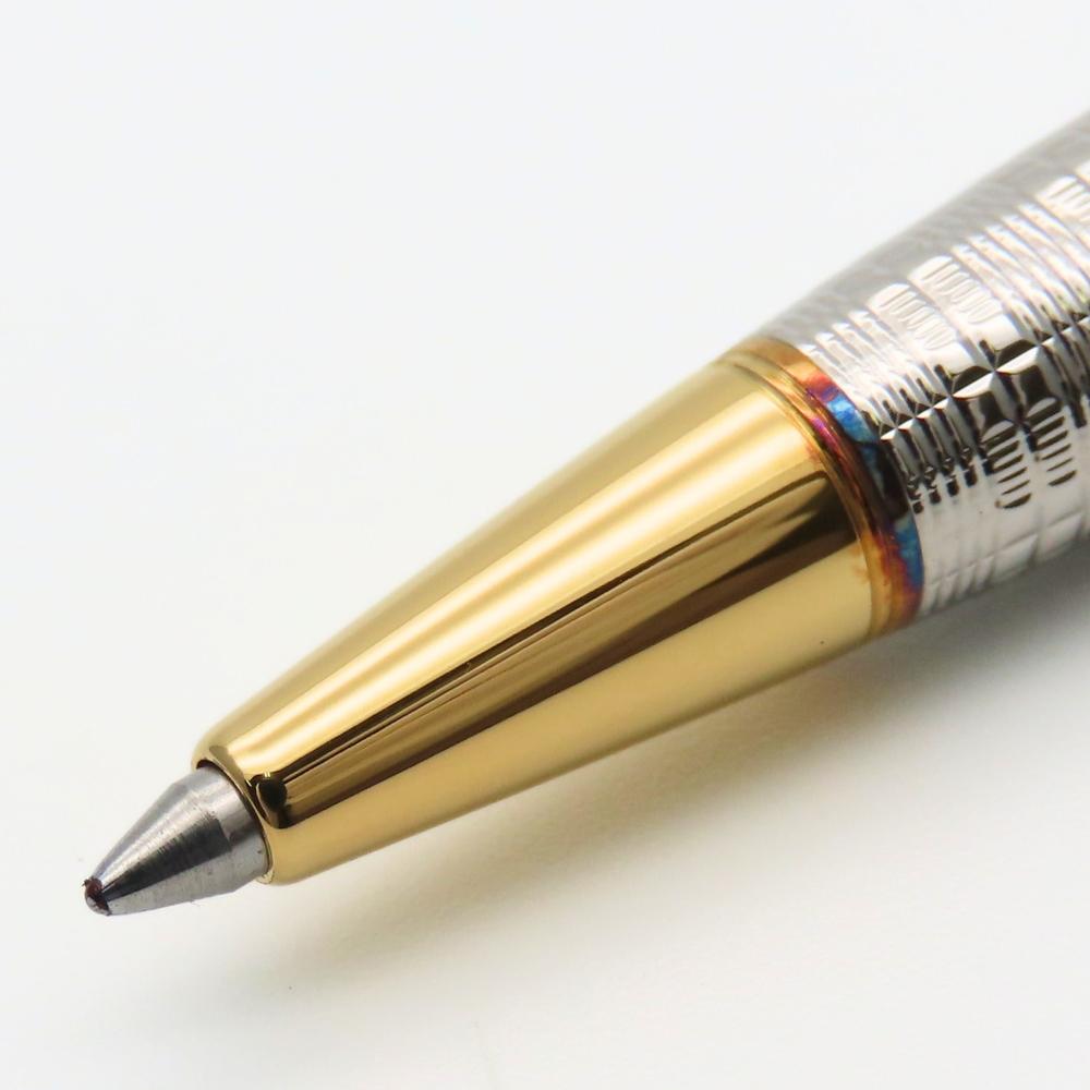 Used PARKER Ballpoint pen SONNET FRANCE P.III metal Silver gold Rotary type