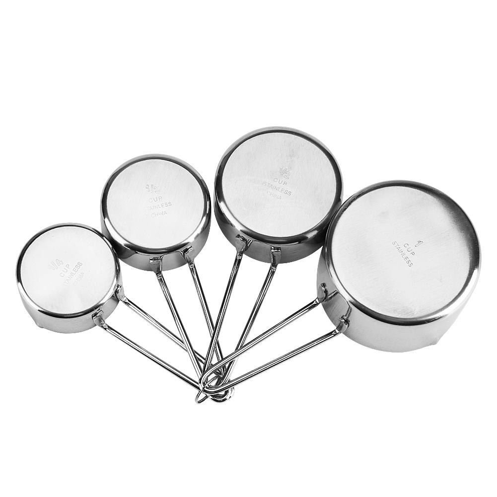 8pcs Set Stainless Steel Measuring Cups&Spoons Kit Sugar Coffee Milk Kitchen Gadget Baking Tool