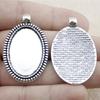 3pcs Fit 20x30mm Oval Glass Cabochon Base Setting Pendant Tray For Jewelry DIY Making Antique Silver Color FM4013