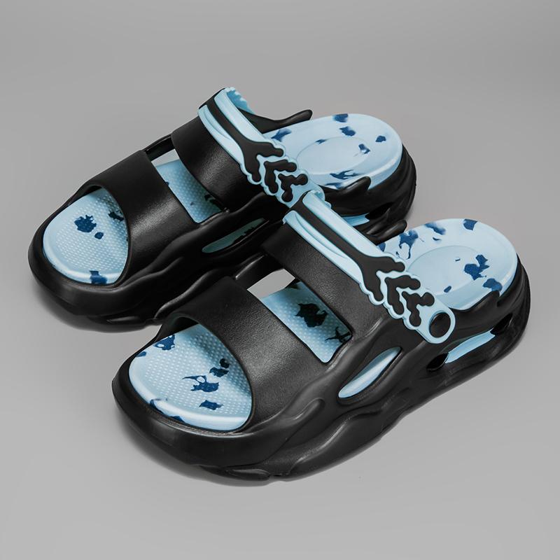 Fashion Summer Men Slipper Fashion Thick Sole Couple Clogs Women's Beach Clogs Indoor House Shoes Sneaker Non-slip Black Sports Sandals