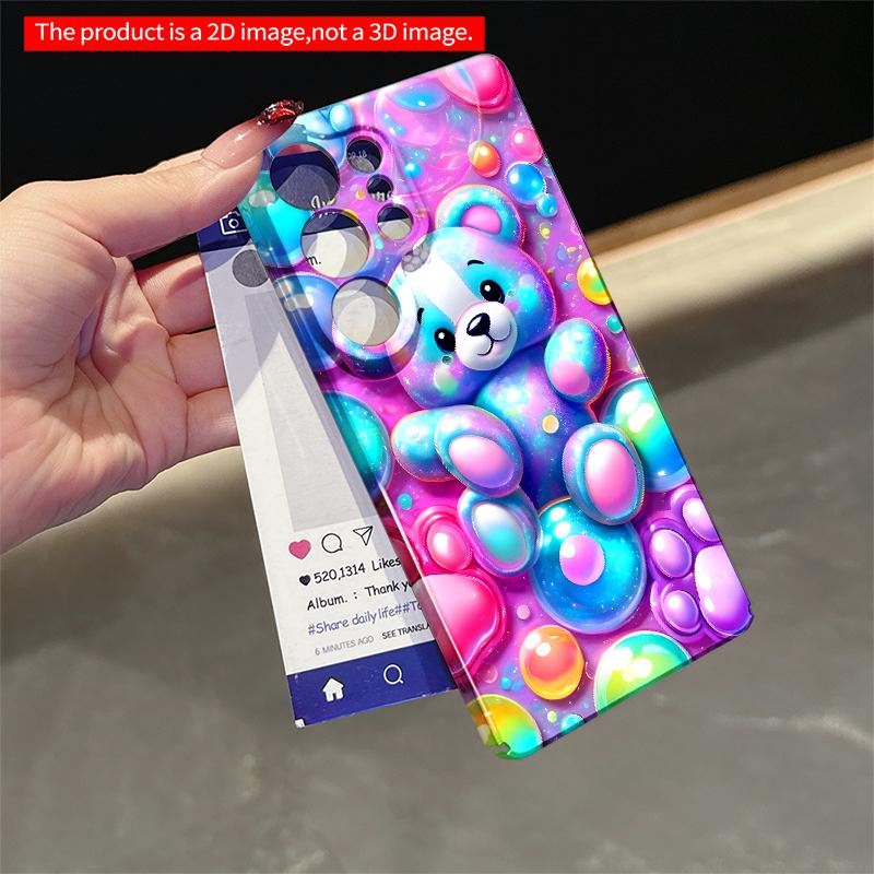 2DFlat Samsung phone case Rainbow Bear in Bubble World Applicable to Galaxy S23 S24 S25ULTRA S26 A12 A14 A15 A16 A54 A55