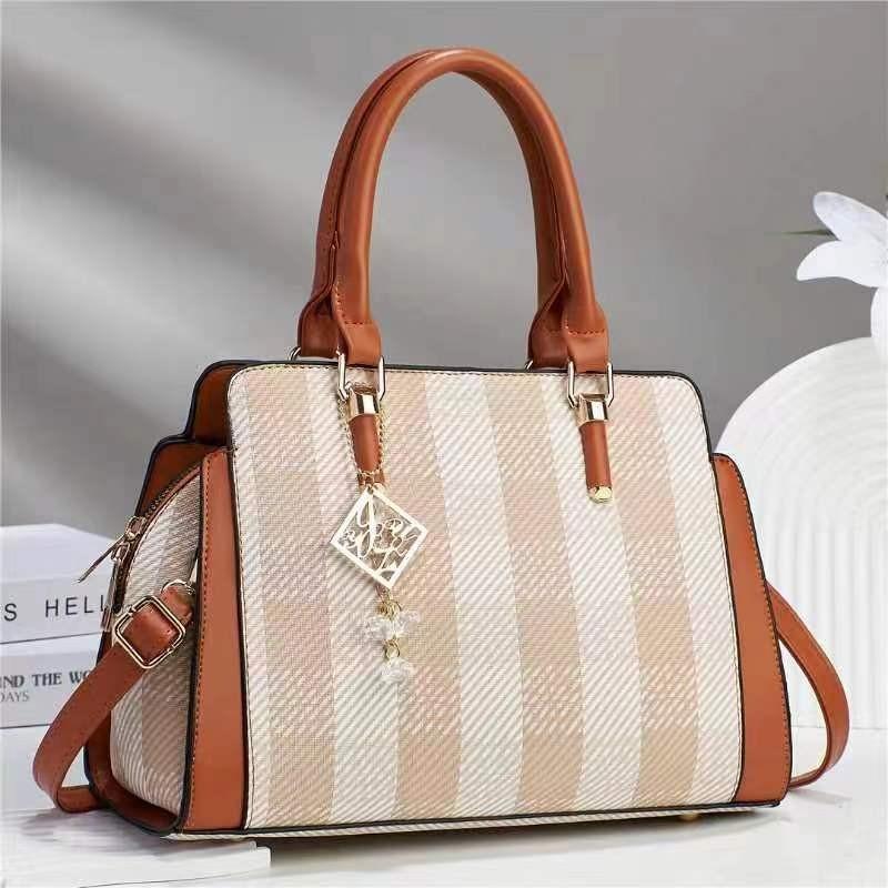 Stylish Checkered Handbag For Women High-end Color Block Design Chic Shoulder Bag